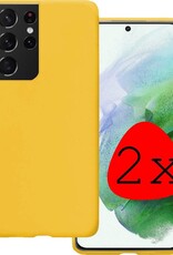 BASEY. Hoes Geschikt voor Samsung S21 Ultra Hoesje Siliconen Back Cover Case - Hoesje Geschikt voor Samsung Galaxy S21 Ultra Hoes Cover Hoesje - Geel - 2 Stuks
