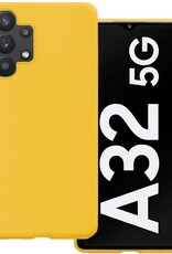 BASEY. Hoes Geschikt voor Samsung A32 5G Hoesje Siliconen Back Cover Case - Hoesje Geschikt voor Samsung Galaxy A32 5G Hoes Cover Hoesje - Geel