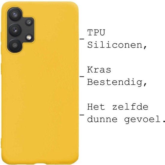 BASEY. Hoes Geschikt voor Samsung A32 5G Hoesje Siliconen Back Cover Case - Hoesje Geschikt voor Samsung Galaxy A32 5G Hoes Cover Hoesje - Geel