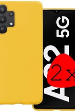 BASEY. Hoes Geschikt voor Samsung A32 5G Hoesje Siliconen Back Cover Case - Hoesje Geschikt voor Samsung Galaxy A32 5G Hoes Cover Hoesje - Geel - 2 Stuks