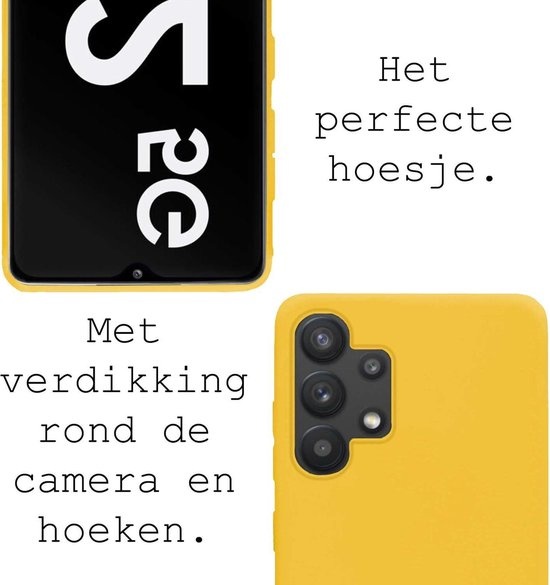 BASEY. Hoes Geschikt voor Samsung A32 5G Hoesje Siliconen Back Cover Case - Hoesje Geschikt voor Samsung Galaxy A32 5G Hoes Cover Hoesje - Geel - 2 Stuks
