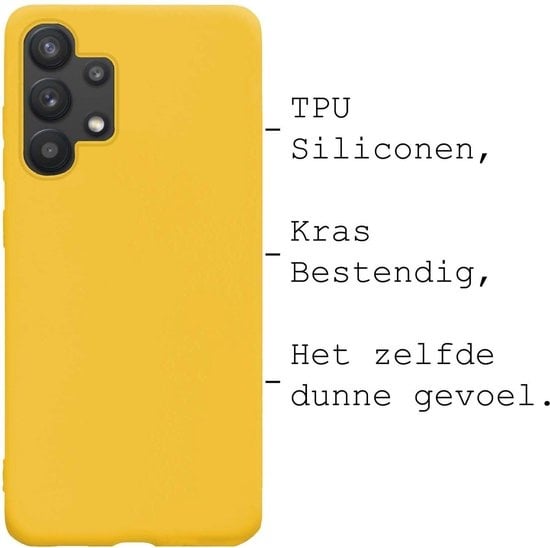 BASEY. Hoes Geschikt voor Samsung A32 5G Hoesje Siliconen Back Cover Case - Hoesje Geschikt voor Samsung Galaxy A32 5G Hoes Cover Hoesje - Geel - 2 Stuks