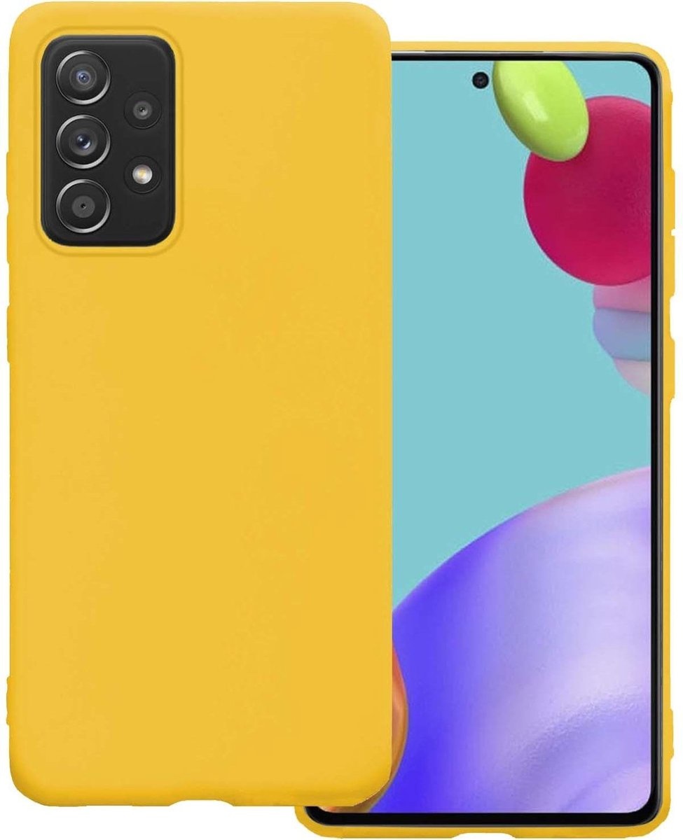 BASEY. Hoes Geschikt voor Samsung A52 Hoesje Siliconen Back Cover Case - Hoesje Geschikt voor Samsung Galaxy A52 Hoes Cover Hoesje - Geel
