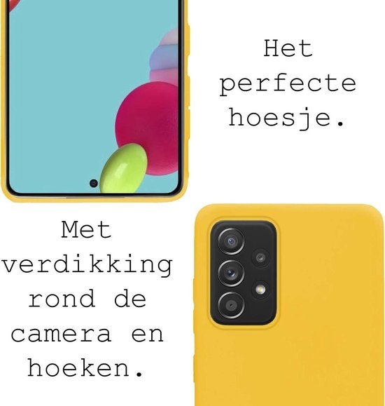 BASEY. Hoes Geschikt voor Samsung A52 Hoesje Siliconen Back Cover Case - Hoesje Geschikt voor Samsung Galaxy A52 Hoes Cover Hoesje - Geel