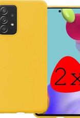 BASEY. Hoes Geschikt voor Samsung A52 Hoesje Siliconen Back Cover Case - Hoesje Geschikt voor Samsung Galaxy A52 Hoes Cover Hoesje - Geel - 2 Stuks