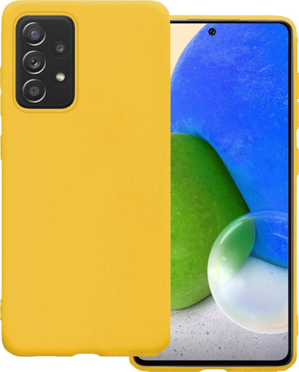 BASEY. Hoes Geschikt voor Samsung A72 Hoesje Siliconen Back Cover Case - Hoesje Geschikt voor Samsung Galaxy A72 Hoes Cover Hoesje - Geel