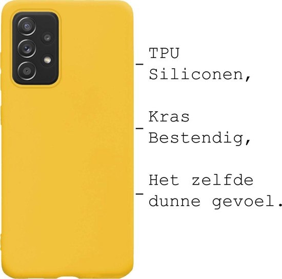 BASEY. Hoes Geschikt voor Samsung A72 Hoesje Siliconen Back Cover Case - Hoesje Geschikt voor Samsung Galaxy A72 Hoes Cover Hoesje - Geel