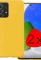 BASEY. Hoes Geschikt voor Samsung A72 Hoesje Siliconen Back Cover Case - Hoesje Geschikt voor Samsung Galaxy A72 Hoes Cover Hoesje - Geel - 2 Stuks
