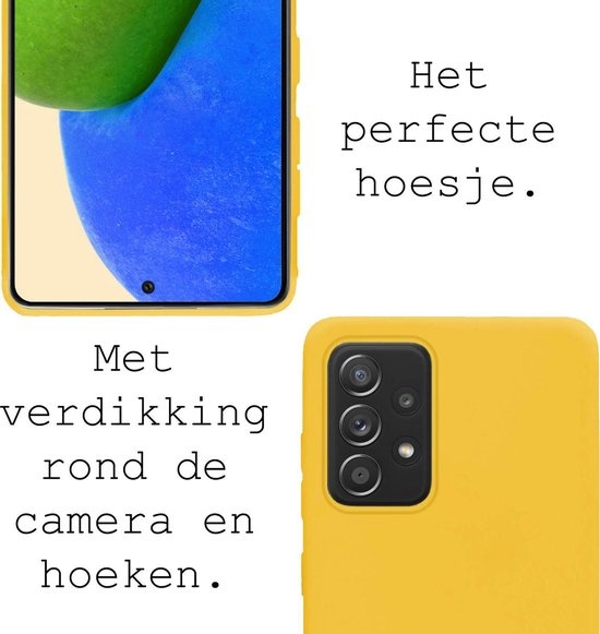BASEY. Hoes Geschikt voor Samsung A72 Hoesje Siliconen Back Cover Case - Hoesje Geschikt voor Samsung Galaxy A72 Hoes Cover Hoesje - Geel - 2 Stuks