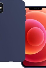 BASEY. Hoes Geschikt voor iPhone X Hoesje Siliconen Back Cover Case - Hoesje Geschikt voor iPhone X Hoes Cover Hoesje - Donkerblauw
