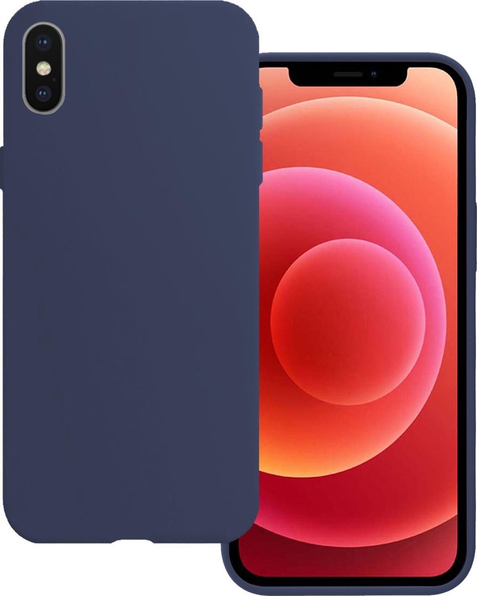 BASEY. Hoes Geschikt voor iPhone X Hoesje Siliconen Back Cover Case - Hoesje Geschikt voor iPhone X Hoes Cover Hoesje - Donkerblauw