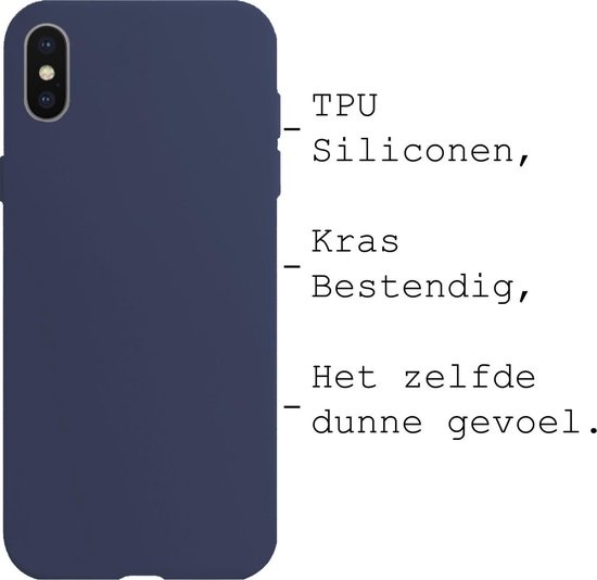 BASEY. Hoes Geschikt voor iPhone X Hoesje Siliconen Back Cover Case - Hoesje Geschikt voor iPhone X Hoes Cover Hoesje - Donkerblauw