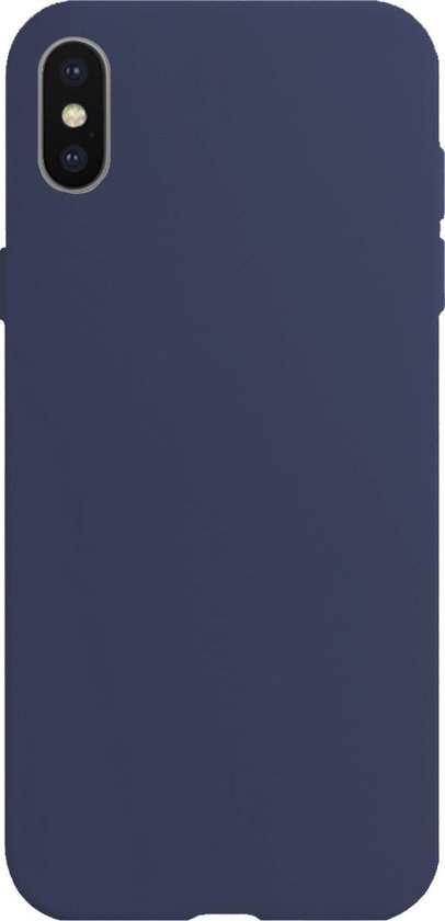 BASEY. Hoes Geschikt voor iPhone X Hoesje Siliconen Back Cover Case - Hoesje Geschikt voor iPhone X Hoes Cover Hoesje - Donkerblauw - 2 Stuks