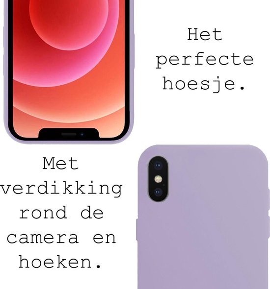 BASEY. Hoes Geschikt voor iPhone X Hoesje Siliconen Back Cover Case - Hoesje Geschikt voor iPhone X Hoes Cover Hoesje - Lila