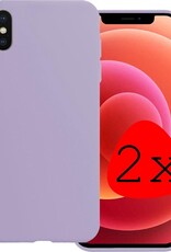 BASEY. Hoes Geschikt voor iPhone X Hoesje Siliconen Back Cover Case - Hoesje Geschikt voor iPhone X Hoes Cover Hoesje - Lila - 2 Stuks
