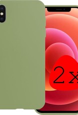 BASEY. Hoes Geschikt voor iPhone X Hoesje Siliconen Back Cover Case - Hoesje Geschikt voor iPhone X Hoes Cover Hoesje - Groen - 2 Stuks