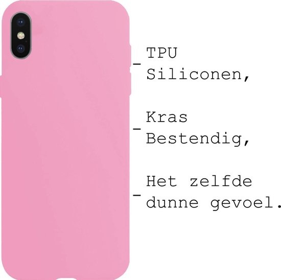 BASEY. Hoes Geschikt voor iPhone X Hoesje Siliconen Back Cover Case - Hoesje Geschikt voor iPhone X Hoes Cover Hoesje - Roze - 2 Stuks
