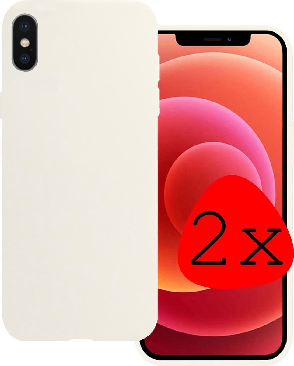 BASEY. Hoes Geschikt voor iPhone X Hoesje Siliconen Back Cover Case - Hoesje Geschikt voor iPhone X Hoes Cover Hoesje - Wit - 2 Stuks