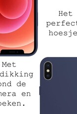 BASEY. Hoes Geschikt voor iPhone Xs Hoesje Siliconen Back Cover Case - Hoesje Geschikt voor iPhone Xs Hoes Cover Hoesje - Donkerblauw