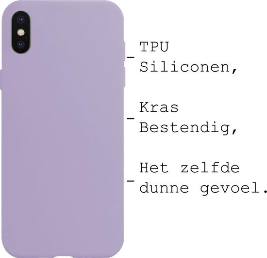 BASEY. Hoes Geschikt voor iPhone Xs Hoesje Siliconen Back Cover Case - Hoesje Geschikt voor iPhone Xs Hoes Cover Hoesje - Lila - 2 Stuks