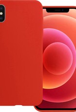 BASEY. Hoes Geschikt voor iPhone Xs Hoesje Siliconen Back Cover Case - Hoesje Geschikt voor iPhone Xs Hoes Cover Hoesje - Rood