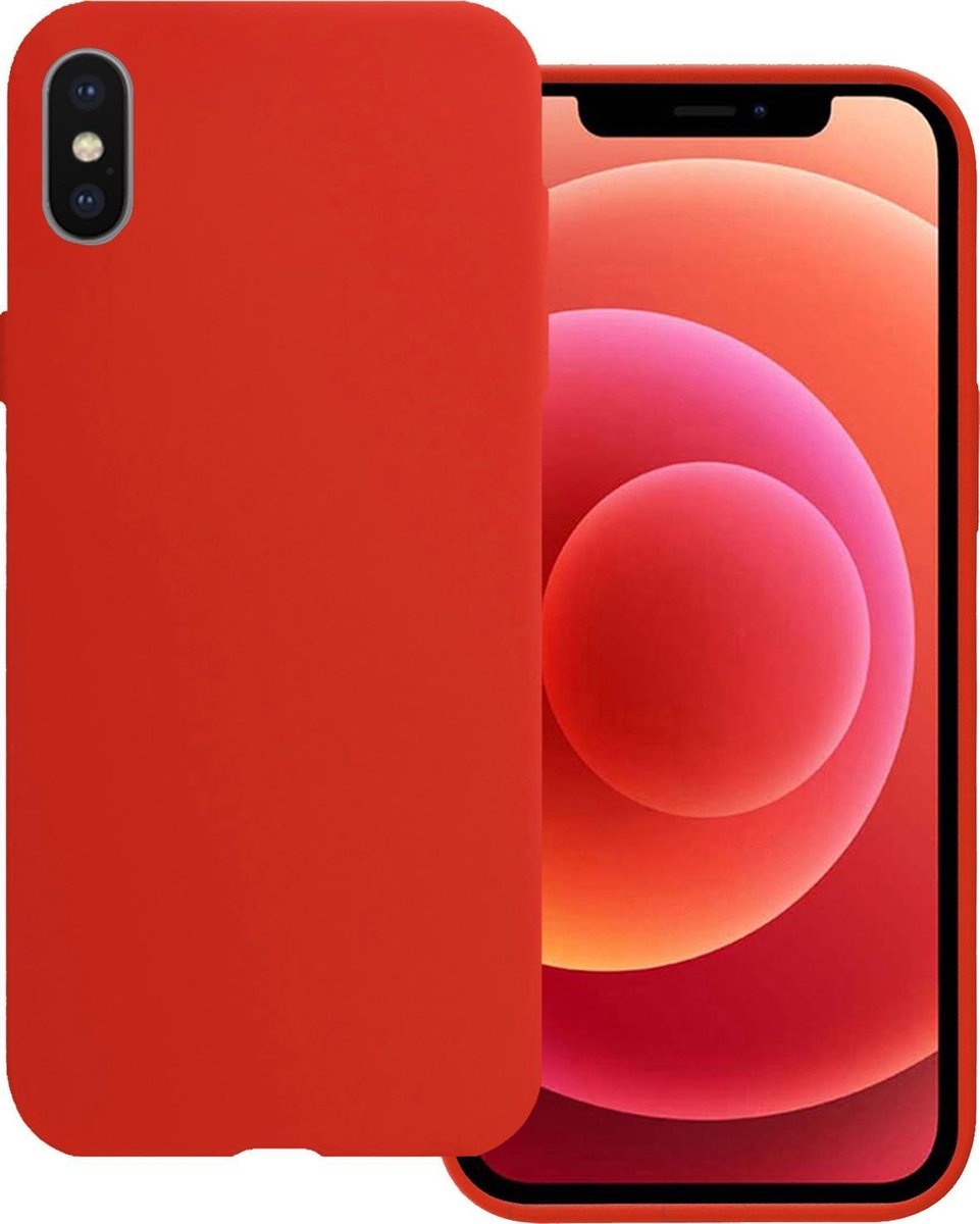 BASEY. Hoes Geschikt voor iPhone Xs Hoesje Siliconen Back Cover Case - Hoesje Geschikt voor iPhone Xs Hoes Cover Hoesje - Rood