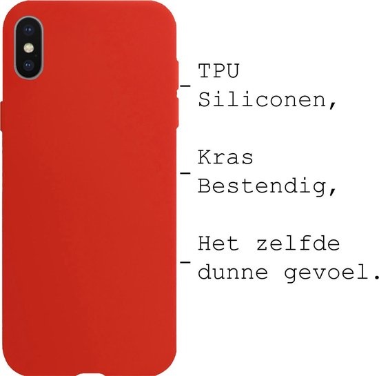 BASEY. Hoes Geschikt voor iPhone Xs Hoesje Siliconen Back Cover Case - Hoesje Geschikt voor iPhone Xs Hoes Cover Hoesje - Rood