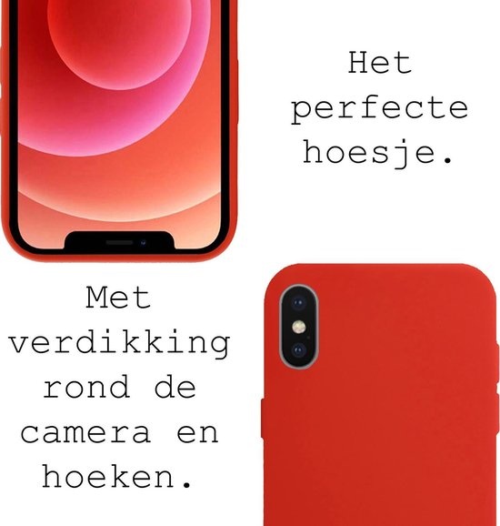 BASEY. Hoes Geschikt voor iPhone Xs Hoesje Siliconen Back Cover Case - Hoesje Geschikt voor iPhone Xs Hoes Cover Hoesje - Rood