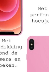BASEY. Hoes Geschikt voor iPhone Xs Hoesje Siliconen Back Cover Case - Hoesje Geschikt voor iPhone Xs Hoes Cover Hoesje - Lichtroze