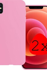 BASEY. Hoes Geschikt voor iPhone Xs Hoesje Siliconen Back Cover Case - Hoesje Geschikt voor iPhone Xs Hoes Cover Hoesje - Lichtroze - 2 Stuks