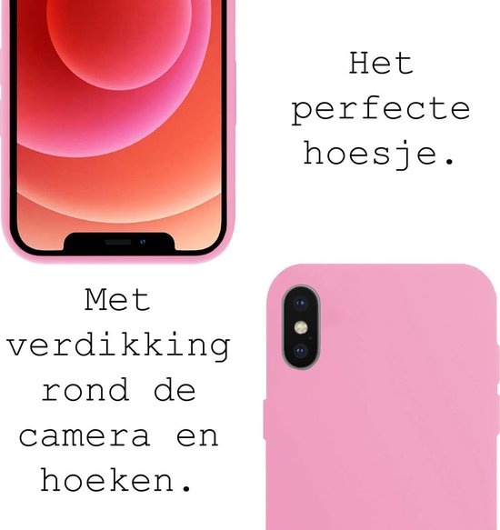 BASEY. Hoes Geschikt voor iPhone Xs Hoesje Siliconen Back Cover Case - Hoesje Geschikt voor iPhone Xs Hoes Cover Hoesje - Lichtroze - 2 Stuks