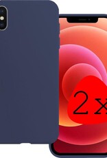 BASEY. Hoes Geschikt voor iPhone Xs Max Hoesje Siliconen Back Cover Case - Hoesje Geschikt voor iPhone Xs Max Hoes Cover Hoesje - Donkerblauw - 2 Stuks