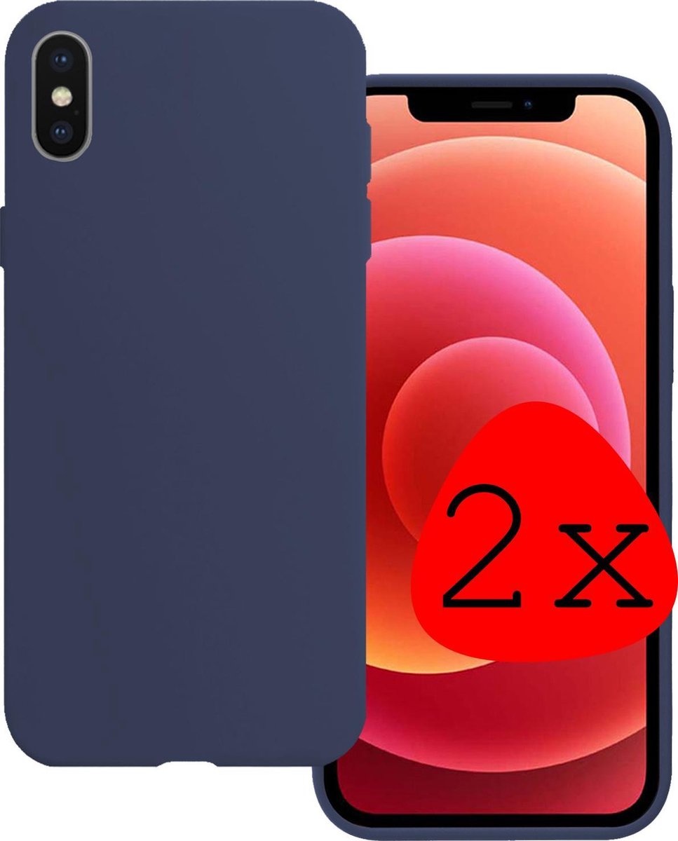 BASEY. Hoes Geschikt voor iPhone Xs Max Hoesje Siliconen Back Cover Case - Hoesje Geschikt voor iPhone Xs Max Hoes Cover Hoesje - Donkerblauw - 2 Stuks