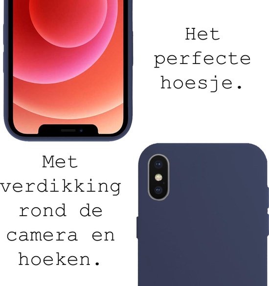 BASEY. Hoes Geschikt voor iPhone Xs Max Hoesje Siliconen Back Cover Case - Hoesje Geschikt voor iPhone Xs Max Hoes Cover Hoesje - Donkerblauw - 2 Stuks