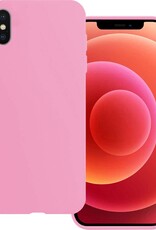 BASEY. Hoes Geschikt voor iPhone Xs Max Hoesje Siliconen Back Cover Case - Hoesje Geschikt voor iPhone Xs Max Hoes Cover Hoesje - Lichtroze