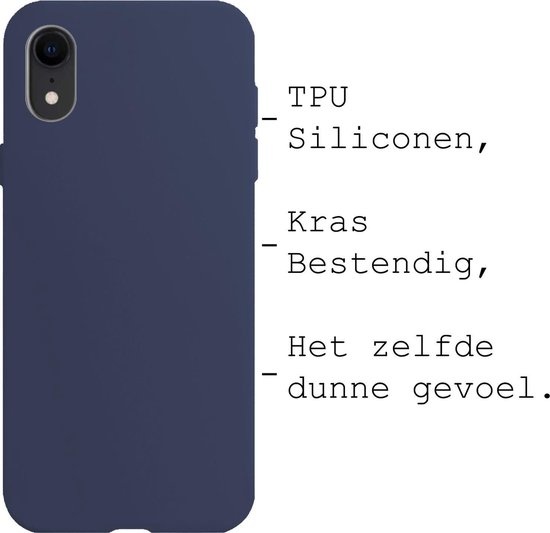 BASEY. Hoes Geschikt voor iPhone XR Hoesje Siliconen Back Cover Case - Hoesje Geschikt voor iPhone XR Hoes Cover Hoesje - Donkerblauw