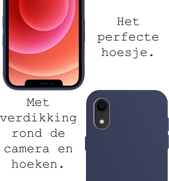 BASEY. Hoes Geschikt voor iPhone XR Hoesje Siliconen Back Cover Case - Hoesje Geschikt voor iPhone XR Hoes Cover Hoesje - Donkerblauw