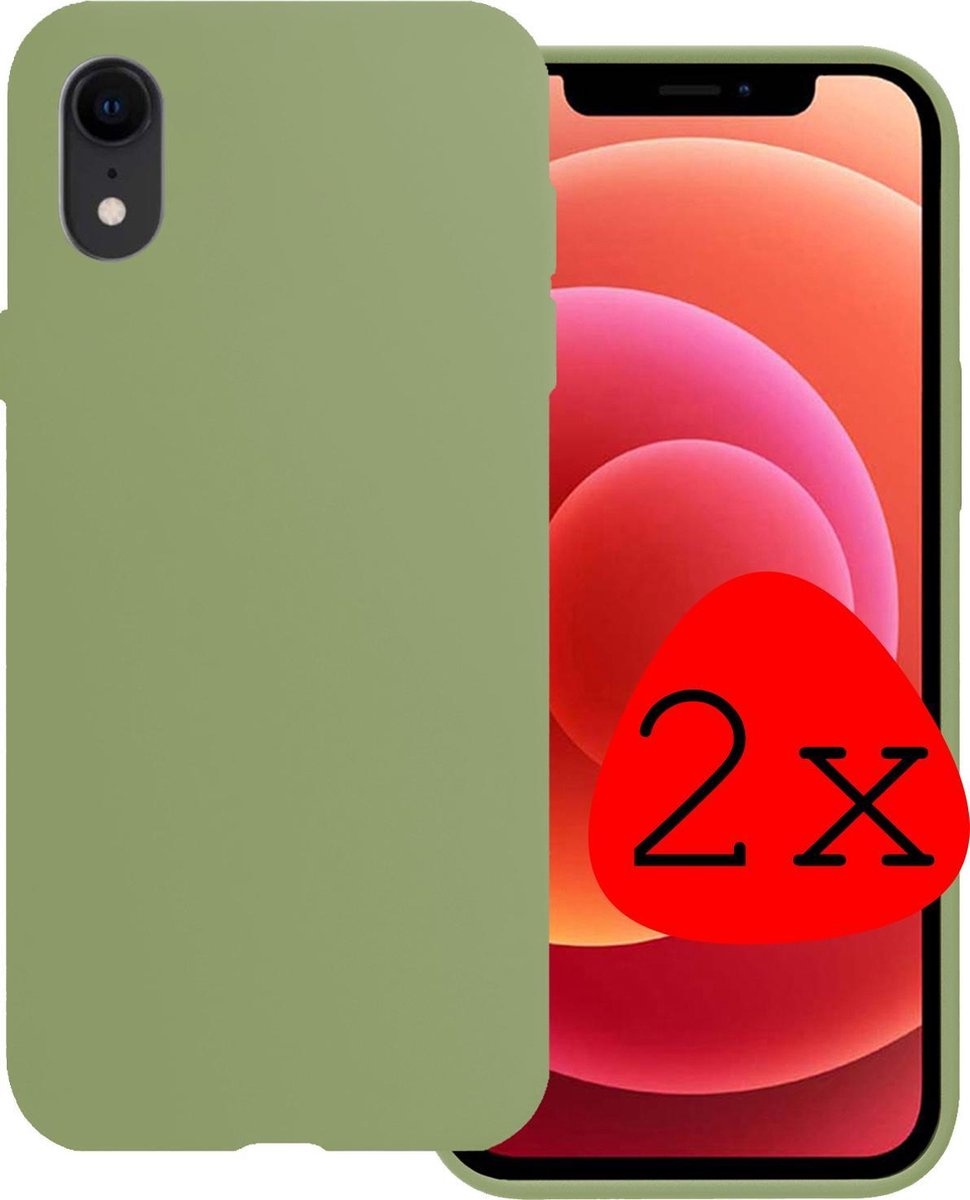 BASEY. Hoes Geschikt voor iPhone XR Hoesje Siliconen Back Cover Case - Hoesje Geschikt voor iPhone XR Hoes Cover Hoesje - Groen - 2 Stuks