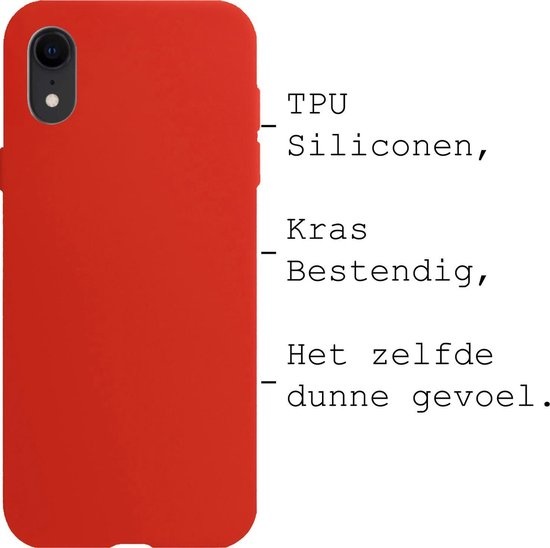 BASEY. Hoes Geschikt voor iPhone XR Hoesje Siliconen Back Cover Case - Hoesje Geschikt voor iPhone XR Hoes Cover Hoesje - Rood - 2 Stuks
