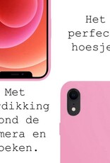 BASEY. Hoes Geschikt voor iPhone XR Hoesje Siliconen Back Cover Case - Hoesje Geschikt voor iPhone XR Hoes Cover Hoesje - Lichtroze