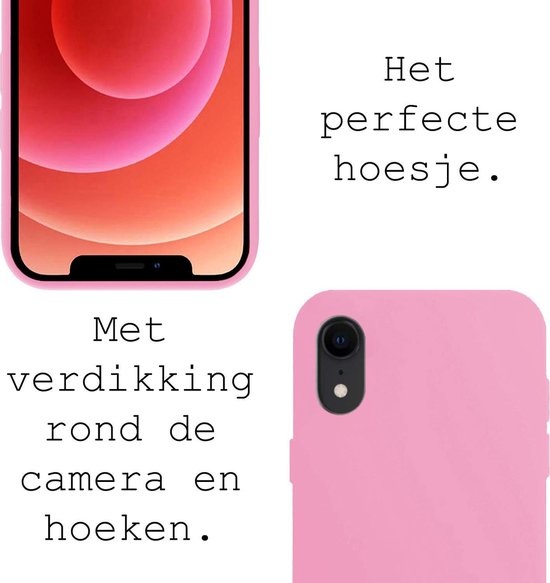 BASEY. Hoes Geschikt voor iPhone XR Hoesje Siliconen Back Cover Case - Hoesje Geschikt voor iPhone XR Hoes Cover Hoesje - Lichtroze