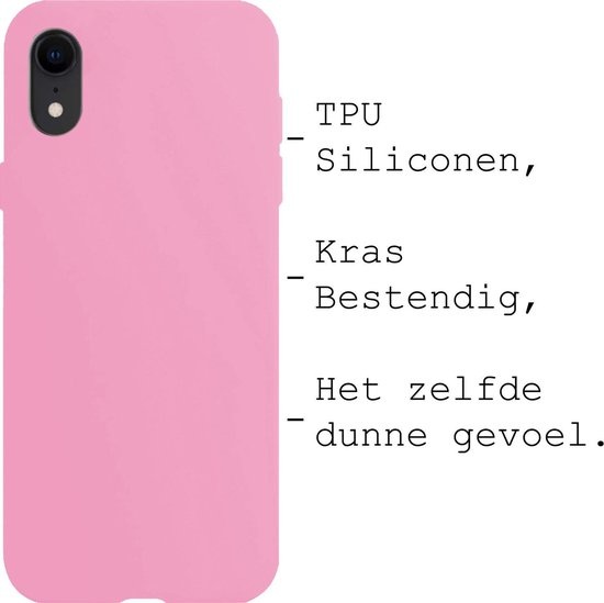 BASEY. Hoes Geschikt voor iPhone XR Hoesje Siliconen Back Cover Case - Hoesje Geschikt voor iPhone XR Hoes Cover Hoesje - Lichtroze