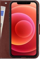 BASEY. Hoes Geschikt voor iPhone 12 Hoesje Bookcase Hoes 2-in-1 Cover - Hoesje Geschikt voor iPhone 12 Hoes 2-in-1 Hoesje Case - Bruin