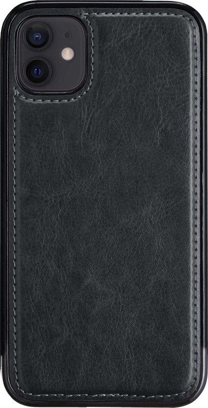 BASEY. Hoes Geschikt voor iPhone 12 Hoesje Bookcase Hoes 2-in-1 Cover - Hoesje Geschikt voor iPhone 12 Hoes 2-in-1 Hoesje Case - Zwart