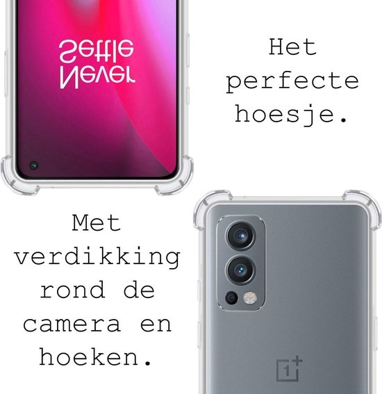BASEY. Hoes Geschikt voor OnePlus Nord 2 Hoesje Shock Proof Case Hoes Siliconen - Hoesje Geschikt voor OnePlus Nord 2 Hoes Cover Shockproof - Transparant - 2 Stuks