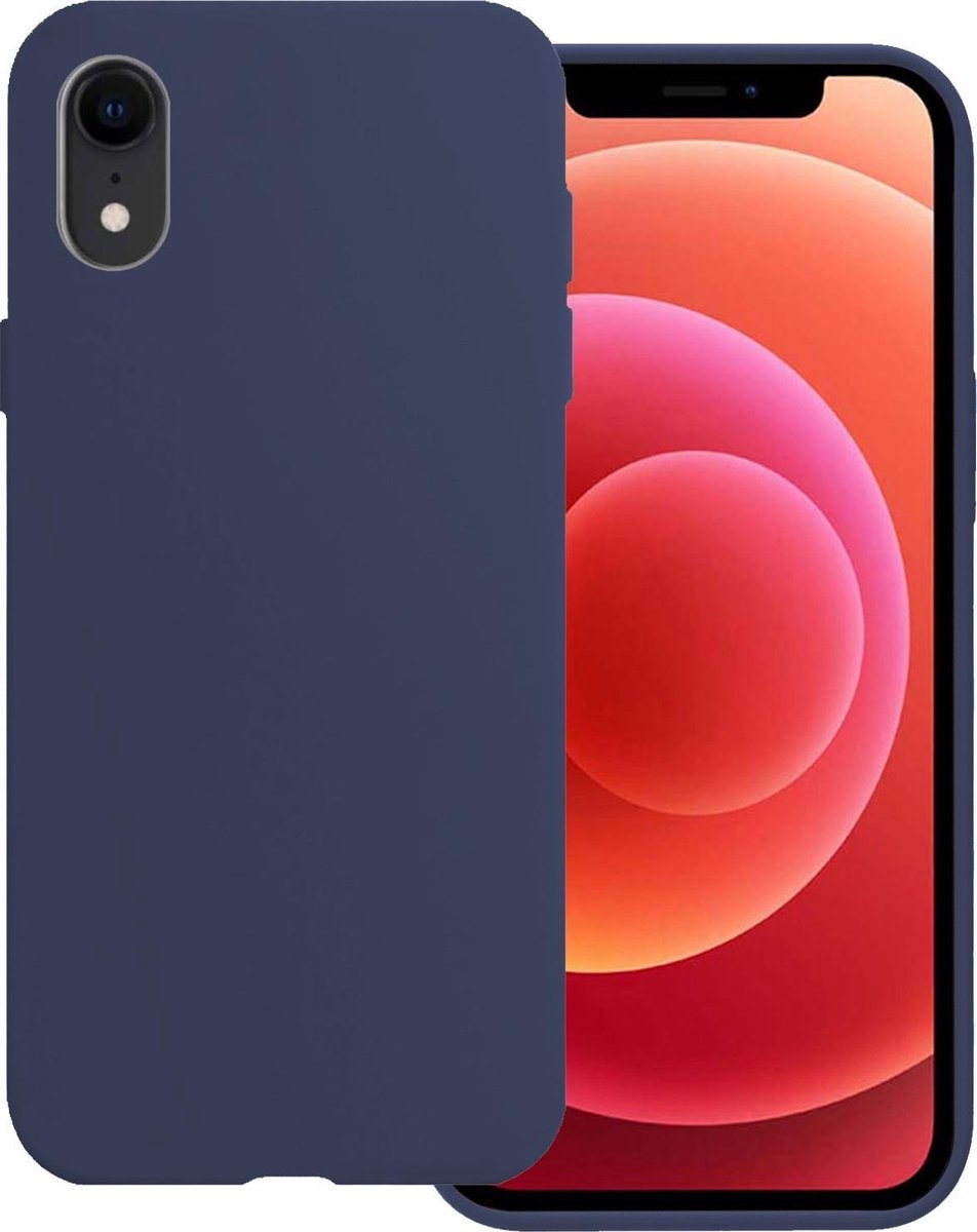 BASEY. Hoes Geschikt voor iPhone XR Hoesje Siliconen Back Cover Case - Hoesje Geschikt voor iPhone XR Hoes Cover Hoesje - Donkerblauw