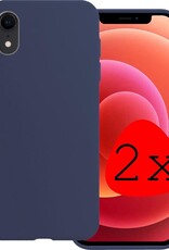 BASEY. Hoes Geschikt voor iPhone XR Hoesje Siliconen Back Cover Case - Hoesje Geschikt voor iPhone XR Hoes Cover Hoesje - Donkerblauw - 2 Stuks