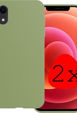 BASEY. Hoes Geschikt voor iPhone XR Hoesje Siliconen Back Cover Case - Hoesje Geschikt voor iPhone XR Hoes Cover Hoesje - Groen - 2 Stuks