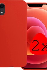 BASEY. Hoes Geschikt voor iPhone XR Hoesje Siliconen Back Cover Case - Hoesje Geschikt voor iPhone XR Hoes Cover Hoesje - Rood - 2 Stuks