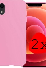 BASEY. Hoes Geschikt voor iPhone XR Hoesje Siliconen Back Cover Case - Hoesje Geschikt voor iPhone XR Hoes Cover Hoesje - Lichtroze - 2 Stuks